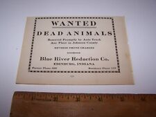1916 BLUE RIVER REDUCTION CO - DEAD ANIMALS - Paper Ad EDINBURG INDIANA picture