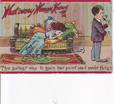 Vintage What Every Woman Knows How To Get Her Way Postcard Early 1900's Humor picture
