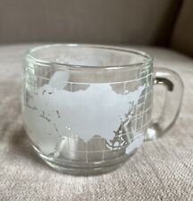 1970 Vintage Nestle Nescafe World Globe Frosted Glass Coffee Mug Cup picture