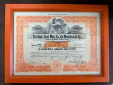 The Baker Steam Motor Car And Manufacturing Co Shares Certification Framed picture