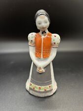 Hungarian HOLLOHAZA Hand Painted Porcelain Vintage Maiden Girl Figurine 4.25” picture