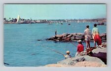 Newport Beach CA-California, Entrance to Newport Harbor Antique Vintage Postcard picture