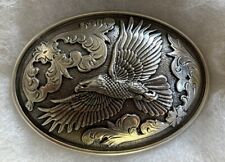 Nocona M&F Western Oval Large Eagle Belt Buckle Silver tone 37044 picture