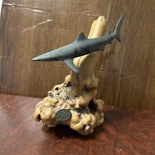 Vintage John Perry 7” Gray Fish Bull Shark Statue Buried Wood Unique picture