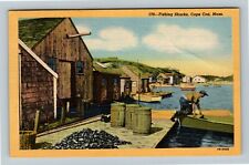 Cape Cod MA-Massachusetts, Fishing Shacks, View Dock, Vintage Postcard picture