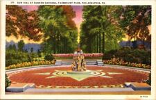 Postcard Sun Dial at Sunken Gardens Fairmount Park Philadelphia PA picture