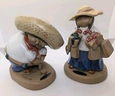 Rodo Padilla Golf & Girl w/Gifts Clay Sculptures  Mexican Folk Art Signed picture