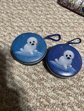 Morehead Inc Christmas Ornament Endangered Young'uns Baby Seal on Ice Tin Can X2 picture