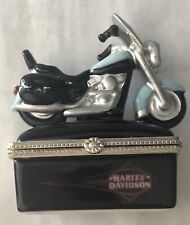 VTG Harley Davidson Motorcycles Porcelain Hinged Trinket Box 1999 picture