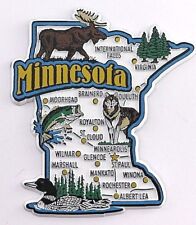 MINNESOTA STATE MAP AND LANDMARKS COLLAGE FRIDGE COLLECTIBLE SOUVENIR MAGNET picture
