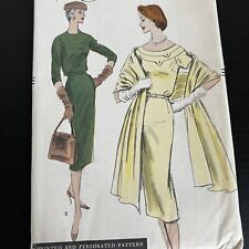 Vintage 1950s Vogue 8907 Shoulder Yoke Dress + Stole Sewing Pattern 14 XS UNCUT picture