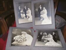 4 1920's Photos Formal Wedding, Bride & Groom and Wedding Party Large Bouquets picture