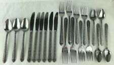 Vintage National NST116 Stainless Japan Flatware Rose Pattern 21 Piece Mixed Lot picture