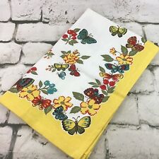 Vintage Butterfly Print Tea Towel Wall Hanging Yellow Border 100% Cotton 26”X18” picture