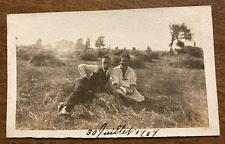 1919 Rural Farm Hay Field Young Woman Man Resting Relaxing Real Photo P10w14 picture