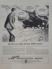1942 Fire Association Group Fortune WW2 Print Ad Q4 War Clouds Insurance Carmack picture