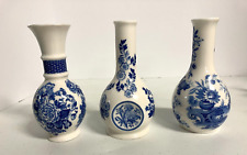 Set Of 3 Spode L0906 Bud Miniature Vases Blue Room Collection White with Floral picture