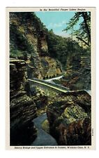 Vintage Postcard Finger lakes Watkins Glenn, NY Sentry Bridge Entrance to tunnel picture