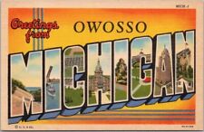 OWOSSO, MICHIGAN Large Letter Postcard Multi-View / Curteich Linen c1939 Unused picture