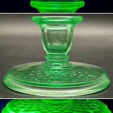 Imperial Uranium Glass Diamond Quilted Art Deco Single Candleholder USA 4.25