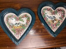 VTG HOMCO WALLHANGINGS BARBARA MOCK BIRDS HEART SHAPED 1987 COTTAGE CORE  picture