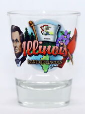 ILLINOIS LAND OF LINCOLN STATE ELEMENTS SHOT GLASS SHOTGLASS picture