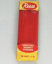 Vintage Reese Cocktail RED Shorty Straws Never Used in Box-100 count 4 inches picture