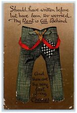 1909 Checkered Pants Suspenders Elwood Iowa IA Posted Antique Postcard picture