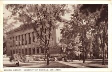 General Library University of Michigan Ann Arbor White Border Postcard 1930s picture