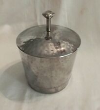 Vintage Hammered Silver Tone Metal Lidded Jar W/ Tall Finial picture