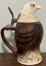 Vtg Hachiya Brothers Stein Ceramic Figural Bald Eagle Lidded Stein July 4th picture