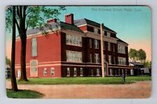 Mystic CT-Connecticut, New Broadway School, Antique Vintage Souvenir Postcard picture