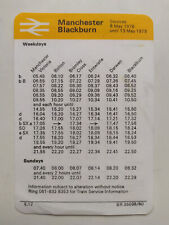 British Rail Pocket Timetable CARD Manchester - Blackburn May 1978 picture