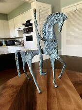 Frederick Weinberg Style Horse & Rider Vintage Greek Sculpture Patina Greece MCM picture
