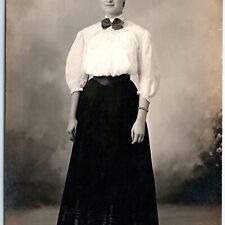 c1910s Lovely Lady Afro Pompadour Hair RPPC Real Photo Slim Girl Corset PC A122 picture