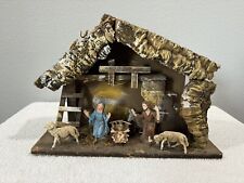 Rustic Italian Nativity Set Christmas Manger Scene Made In Italy Vintage picture