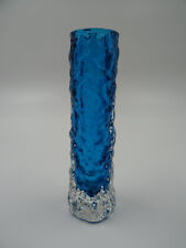 Vintage Whitefriars Geoffrey Baxter Kingfisher Blue Bark Glass Cased Vase picture