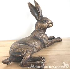 Large 25cm Bronze effect laying Hare ornament sculpture figurine hare lover gift picture