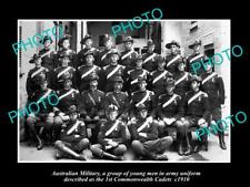 OLD LARGE HISTORIC PHOTO AUSTRALIAN MILITARY THE 1st COMMONWEALTH CADETS c1910 picture