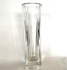 Tall French Art Deco Cut Crystal Vase Style of Daum 1930s 10.5