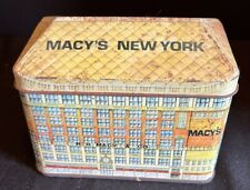 VINTAGE R.H. MACY SQUARE  TIN WITH HINGED LID NEW YORK DEPARTMENT STORE  picture