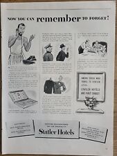 1941 Statler Hotels Print Advertising Life Magazine Remember To Forget B&W picture