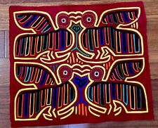 Kuna Mola Type Handsewn Folk Art Panel of 4 Colorful Birds on red 18x15 picture