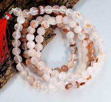 Original Crystal Pink Quartz Sphatik Mala 108 Stone Perfect Meditation Jaap Bead picture