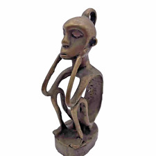 African Sculpture Handcrafted Bronze Figurine Guardian Protector 5” Vintage picture