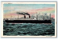 1925 SS Steamer Liner America Largest Cabin Ship Posted Vintage Postcard picture