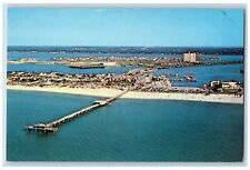 c1950's Air View Of Sparkling Pier Bridge Clearwater Beach Florida FL Postcard picture