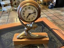 Antique Art Deco Sessions GOLDEN GODDESS NUDE FEMALE LADY Electric Clock picture