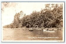 1948 Cottage Grove Higgins Lake Boats View Roscommon MI RPPC Photo Postcard picture