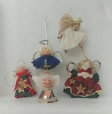 Vintage  Mixed Lot Handmade Bell Spool and Fabric Angels Ornaments picture